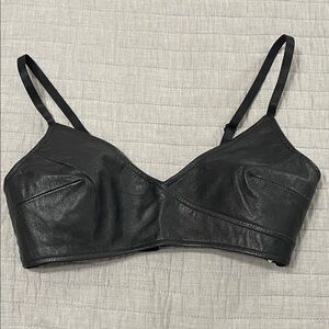Maxima Wilsons Leather Bra Top Zipper Back Adjustable Strap Size S Moto Goth